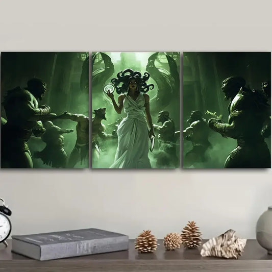 3pcs Medusa Battle Scene Metal Print Ready to Hang Art