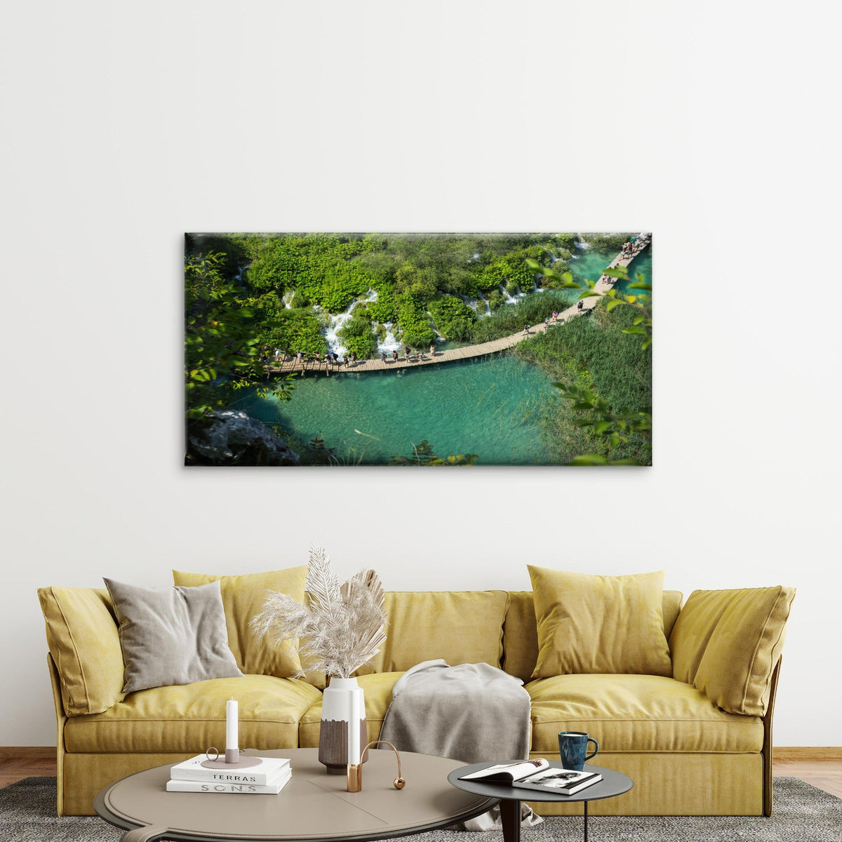 Beautiful View Plitvice Lakes Wall Art Canvas Office Home Room Framed 120x60cm