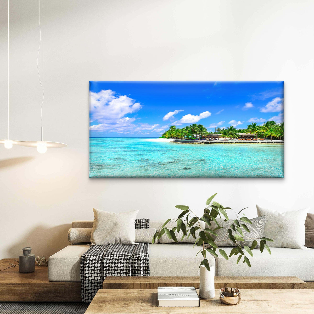 Tropical Island Beach Paradise Wall Art Canvas Office Home Room Framed 80x45cm