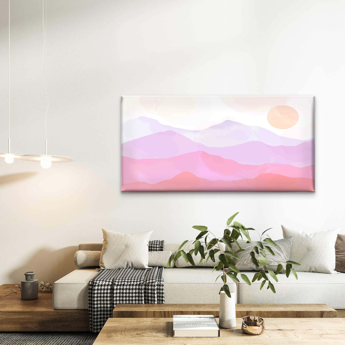 Gradient of Pale Lilac To Muted Wall Art Canvas Office Home Room Framed 120x60cm