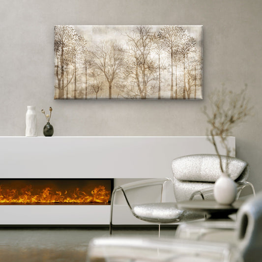 Abstract Sepia Winter Forest Wall Art Canvas Office Home Room Framed 80x45cm