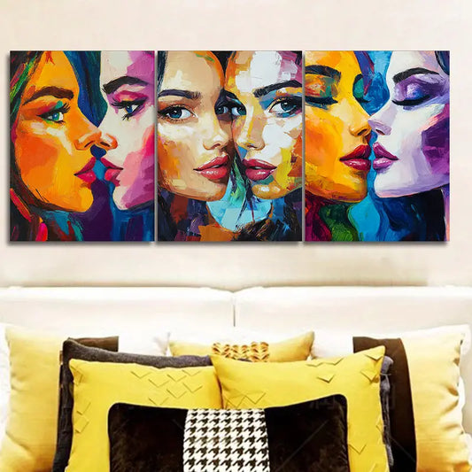 3pcs Two Beautiful Women, Ideal for Home Metal Print Ready to Hang Art