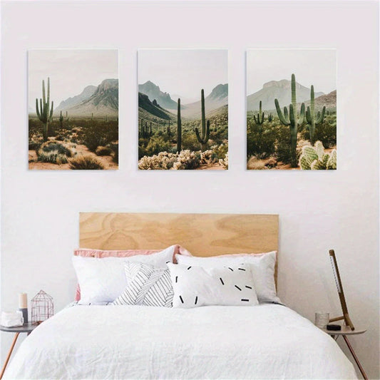 3pcs Arizona Desert, Southwestern Mexican Nature Metal Print Ready to Hang Art
