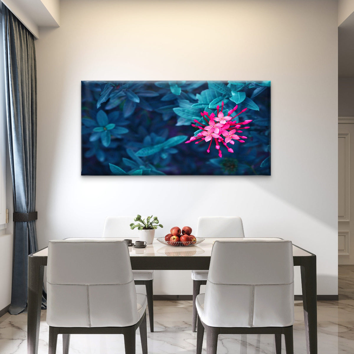 Bright Red Flower on Dark Bush Wall Art Canvas Office Home Room Framed 80x45cm