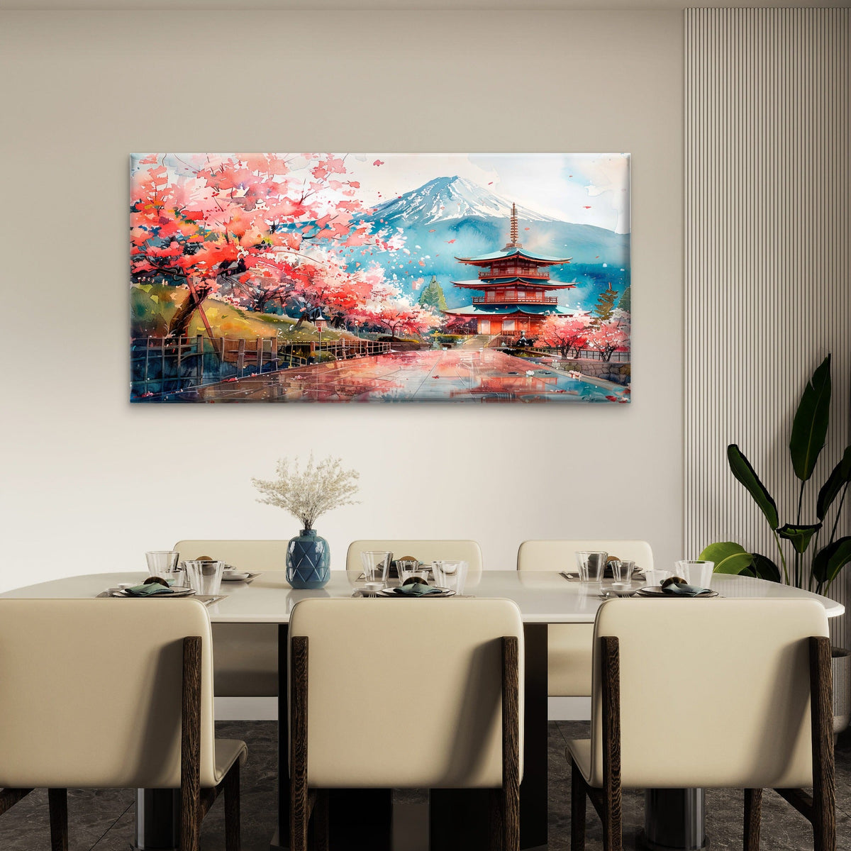Springtime At The Pagoda Wall Art Canvas Office Home Room Framed 120x60cm