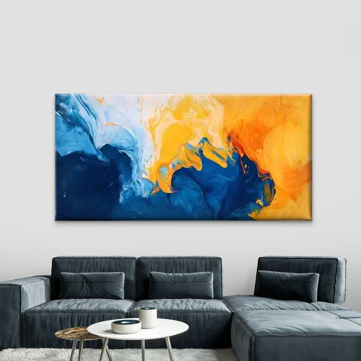 Fluid Movement Dynamic Flow Wall Art Canvas Office Home Room Framed 80x45cm