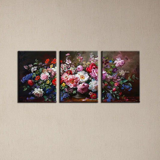 3pcs Watercolor Vintage Beautiful Flowers Metal Print Ready to Hang Art