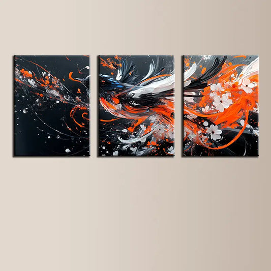 3pcs Watercolor Gorgeous Bird Red Black White Metal Print Ready to Hang Art
