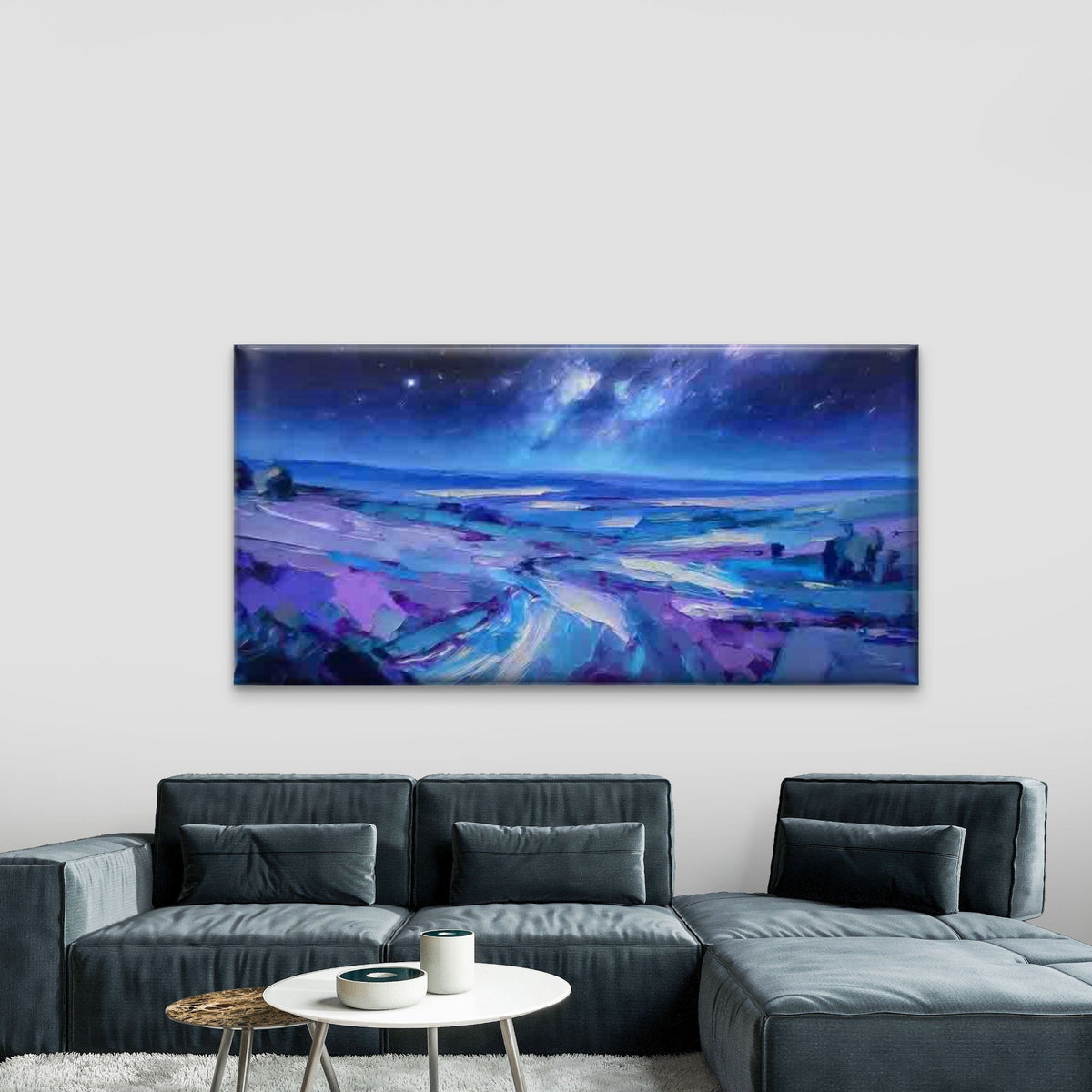 Dreamy Starry Night Landscape Wall Art Canvas Office Home Room Framed 120x60cm