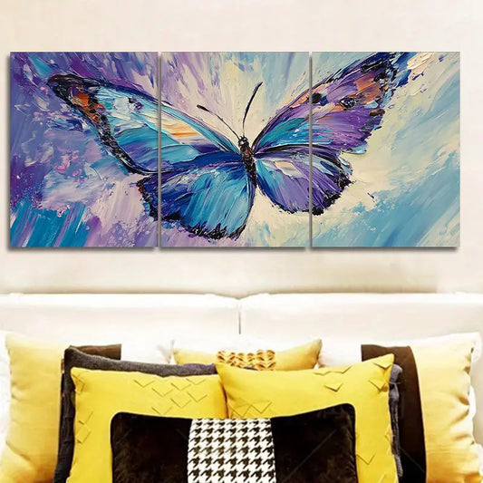 3pcs Purple Butterfly Metal Print Ready to Hang Art