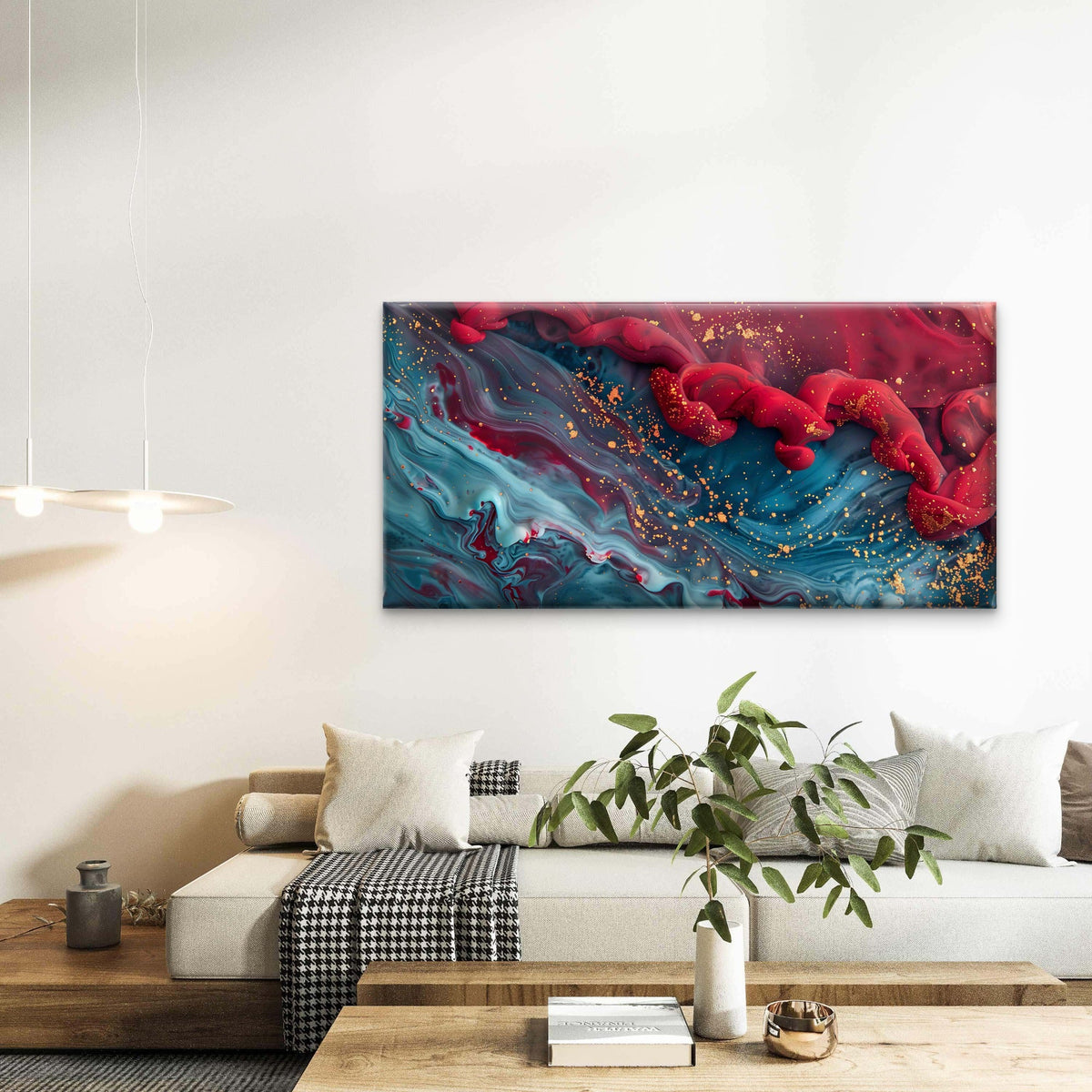 Abstract View of Colour Mixing Wall Art Canvas Office Home Room Framed 120x60cm