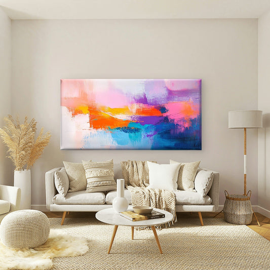 Abstract Texture Vivid Tones Wall Art Canvas Office Home Room Framed 80x45cm