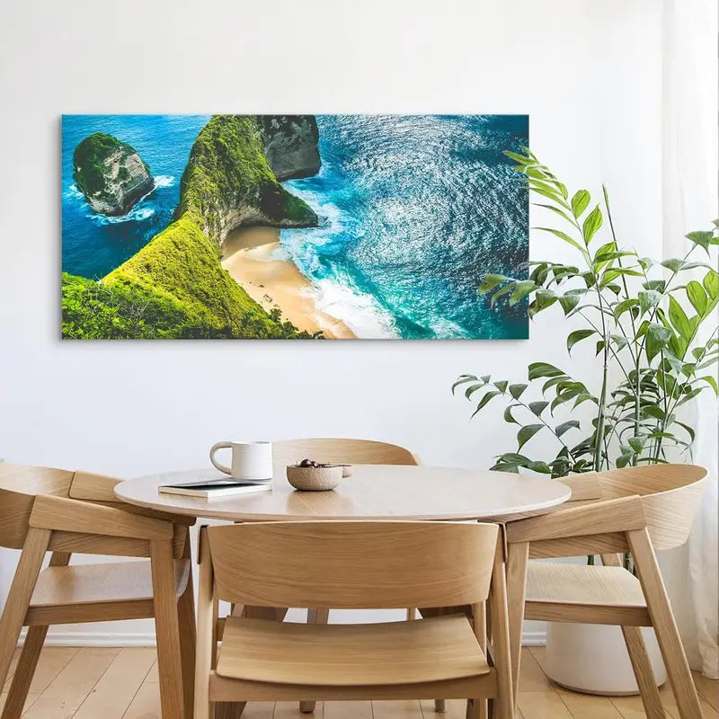 Kelingking Beach Bali Indonesia Coastal Cliff & Turquoise Ocean Wall Art canvas office home room framed 120x60cm