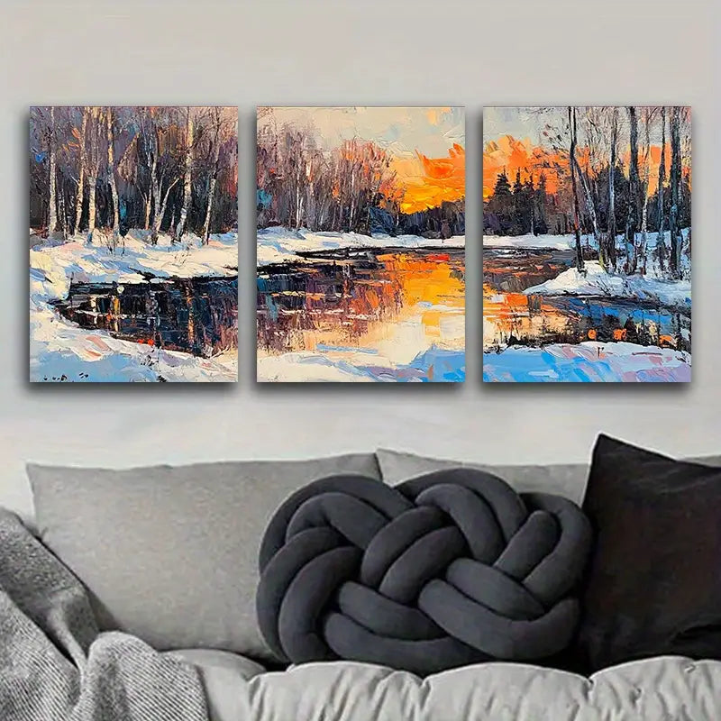 3pcs Winter Forest Metal Print Ready to Hang Art