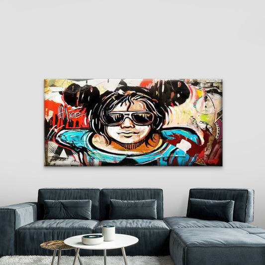 Abstract Girl Girl Street Art Wall Art Canvas Office Home Room Framed 80x45cm