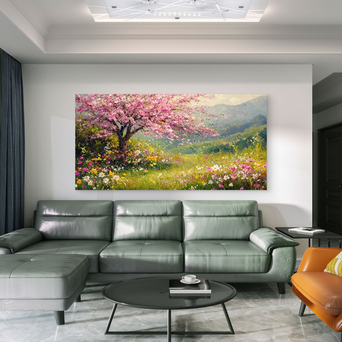 Spring Blossom Garden Wall Art Canvas Office Home Room Framed 80x45cm