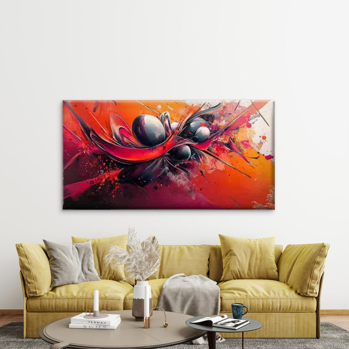 Modern Abstract Wall Art Canvas Office Home Room Framed 80x45cm