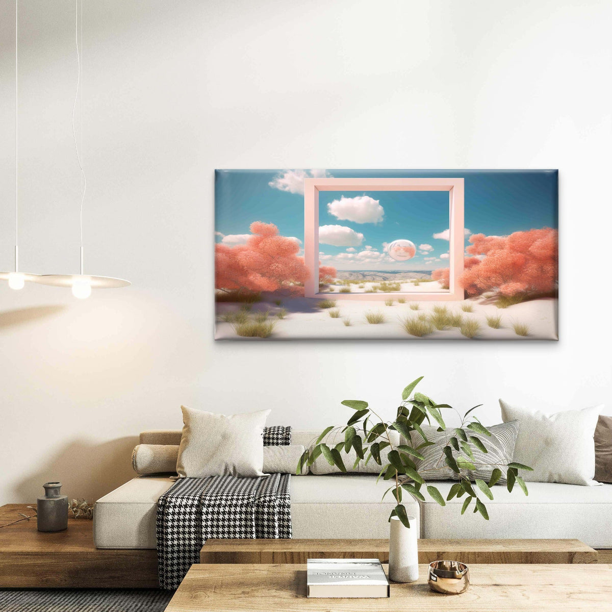 Pastel Horizon Frame Wall Art Canvas Office Home Room Framed 80x45cm