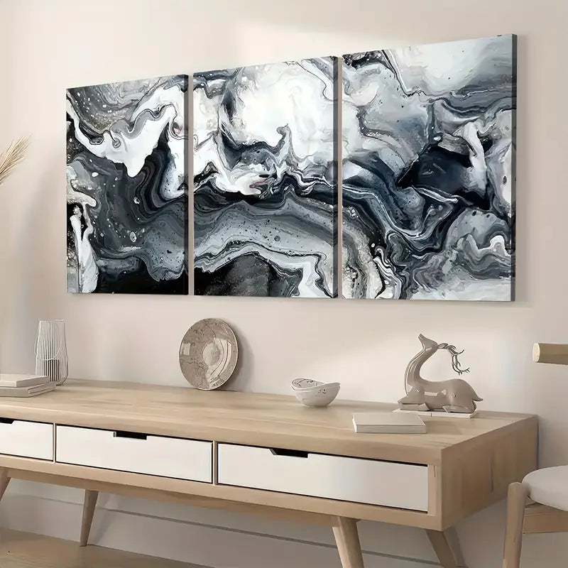 3pcs Modern Light Luxury Abstract Art Marble Wall Art Set Canvas Framed 40x60cm - High Quality Print 100% Australian Made Wall Canvas Ready to Hang