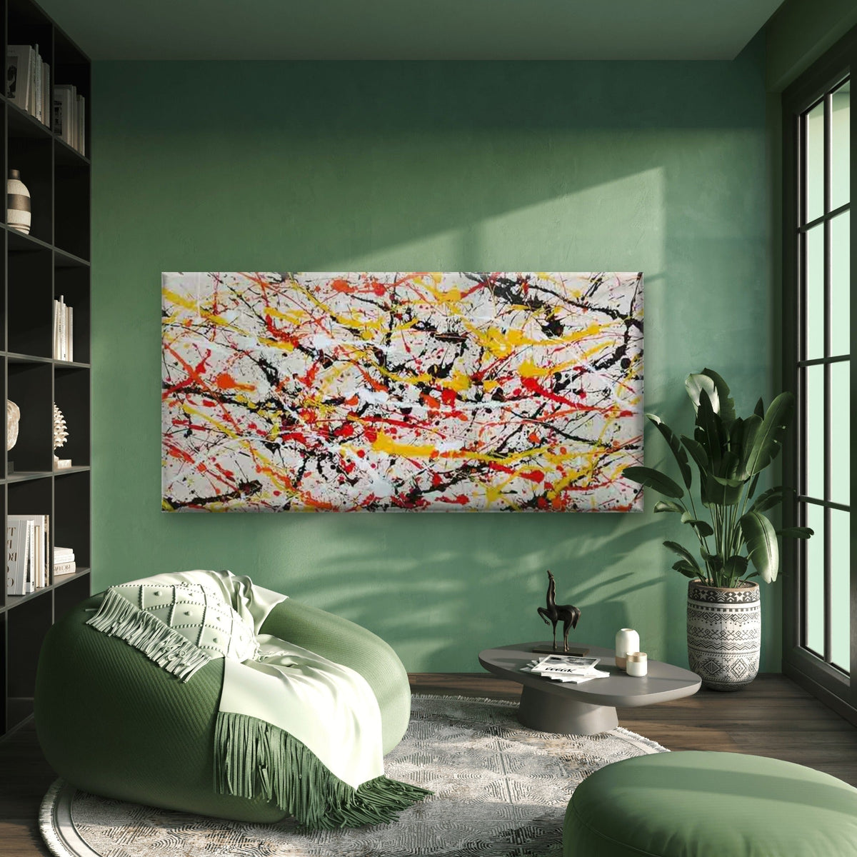 Abstract Color Splash Painting Wall Art Canvas Office Home Room Framed 120x60cm