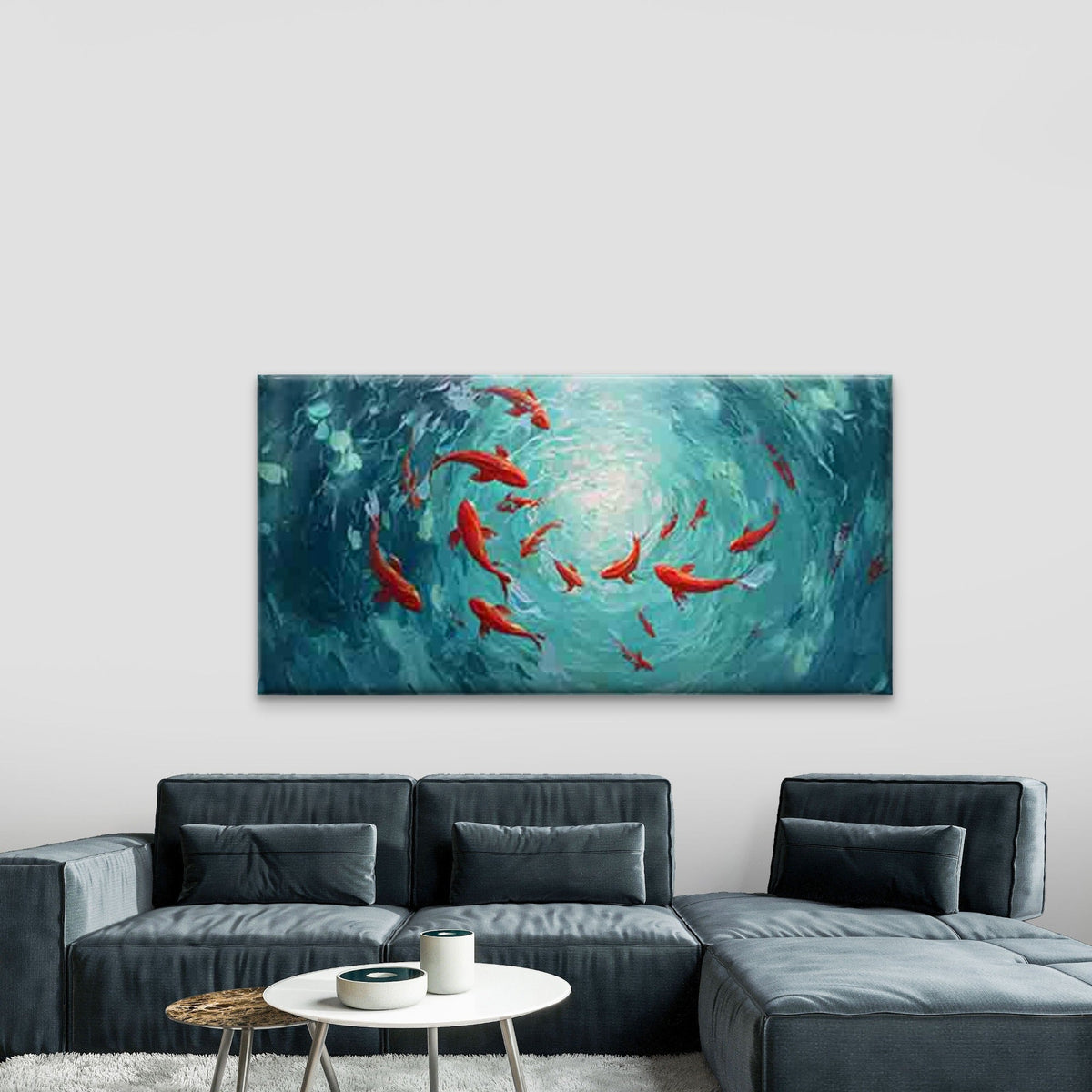 Red Koi Fish Wall Art Canvas Office Home Room Framed 80x45cm