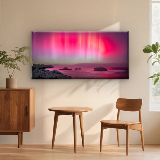 Aurora Borealis Landscape Wall Art Canvas Office Home Room Framed 80x45cm