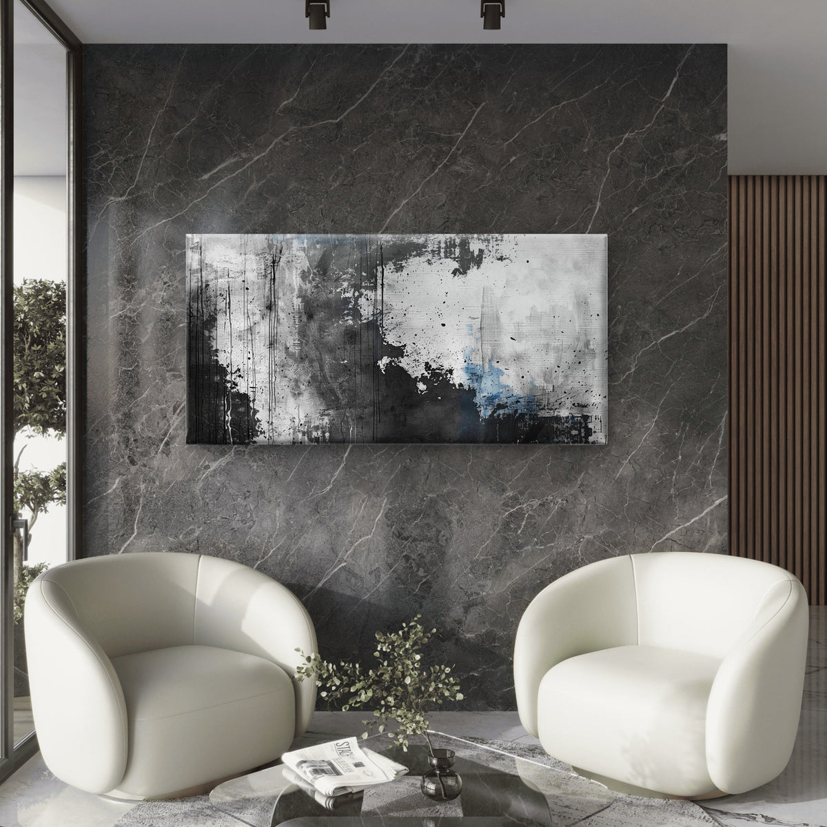 Black White Grey Grunge Wall Art Canvas Office Home Room Framed 120x60cm