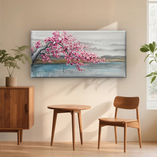 Plum Blossom Landscape Wall Art Canvas Office Home Room Framed 80x45cm