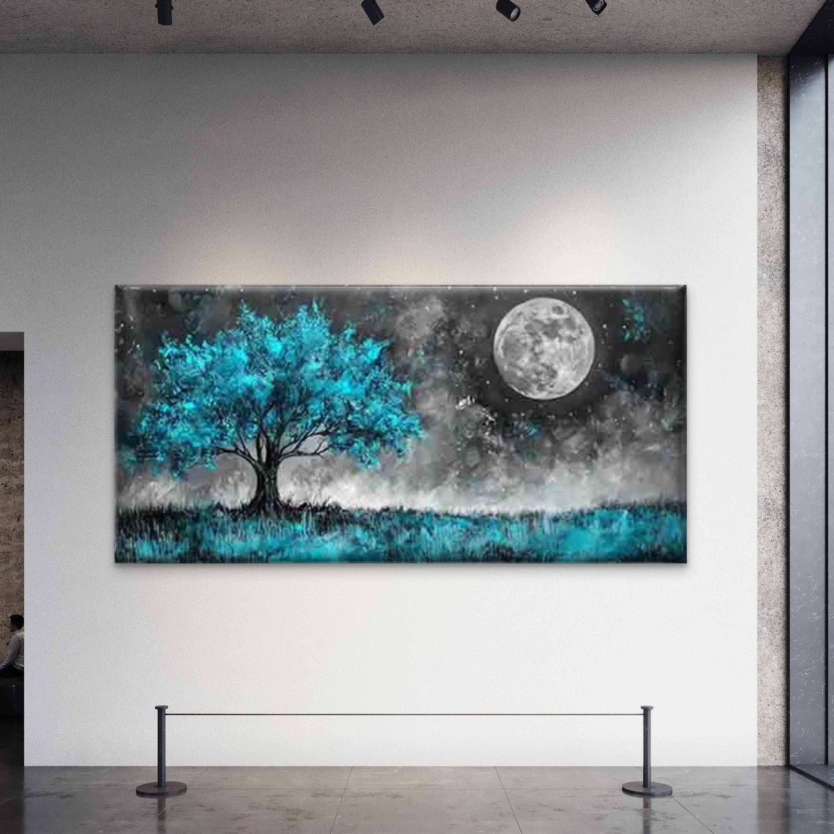 Tree Under The Moonlight Wall Art Canvas Office Home Room Framed 80x45cm