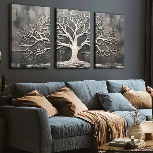 3pcs Simple Wind Abstract Dead Tree Art Wall Art Set Canvas Framed 40x60cm - High Quality Print 100% Australian Made Wall Canvas Ready to Hang