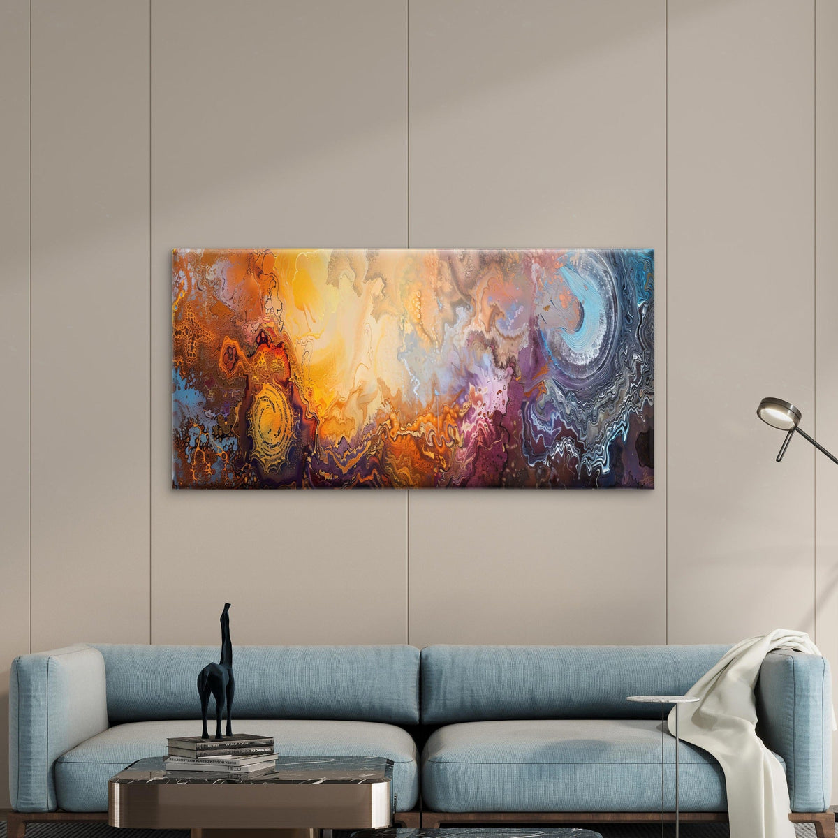 Abstract Fluid Art Painting Wall Art Canvas Office Home Room Framed 120x60cm