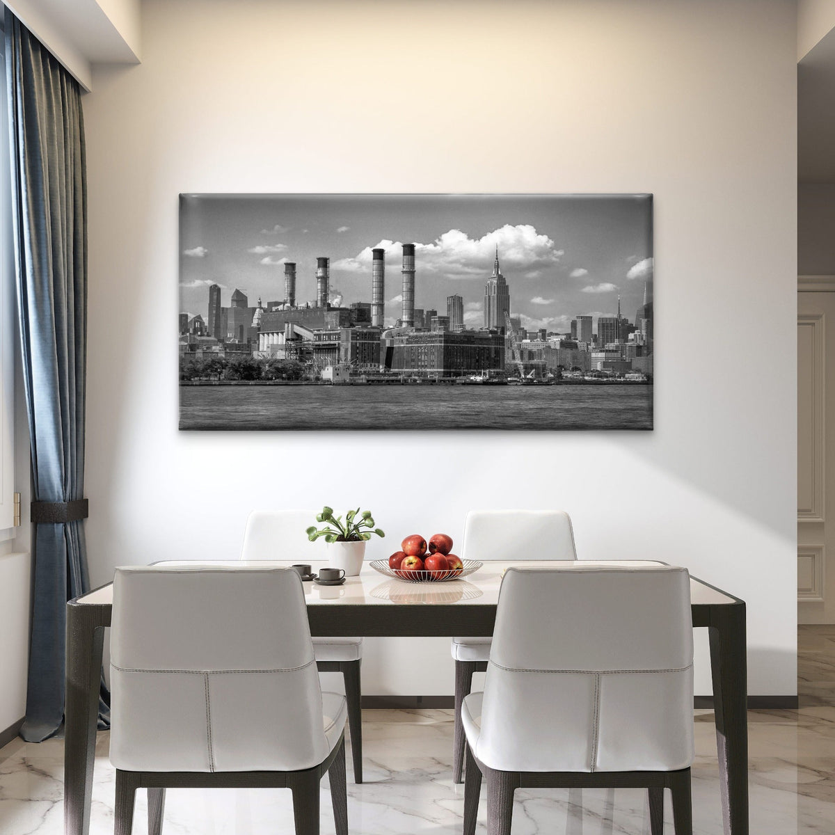 NYC Skyline Black White Wall Art Canvas Office Home Room Framed 80x45cm