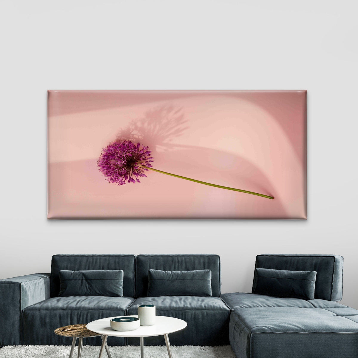 Single Allium Flower Wall Art Canvas Office Home Room Framed 120x60cm