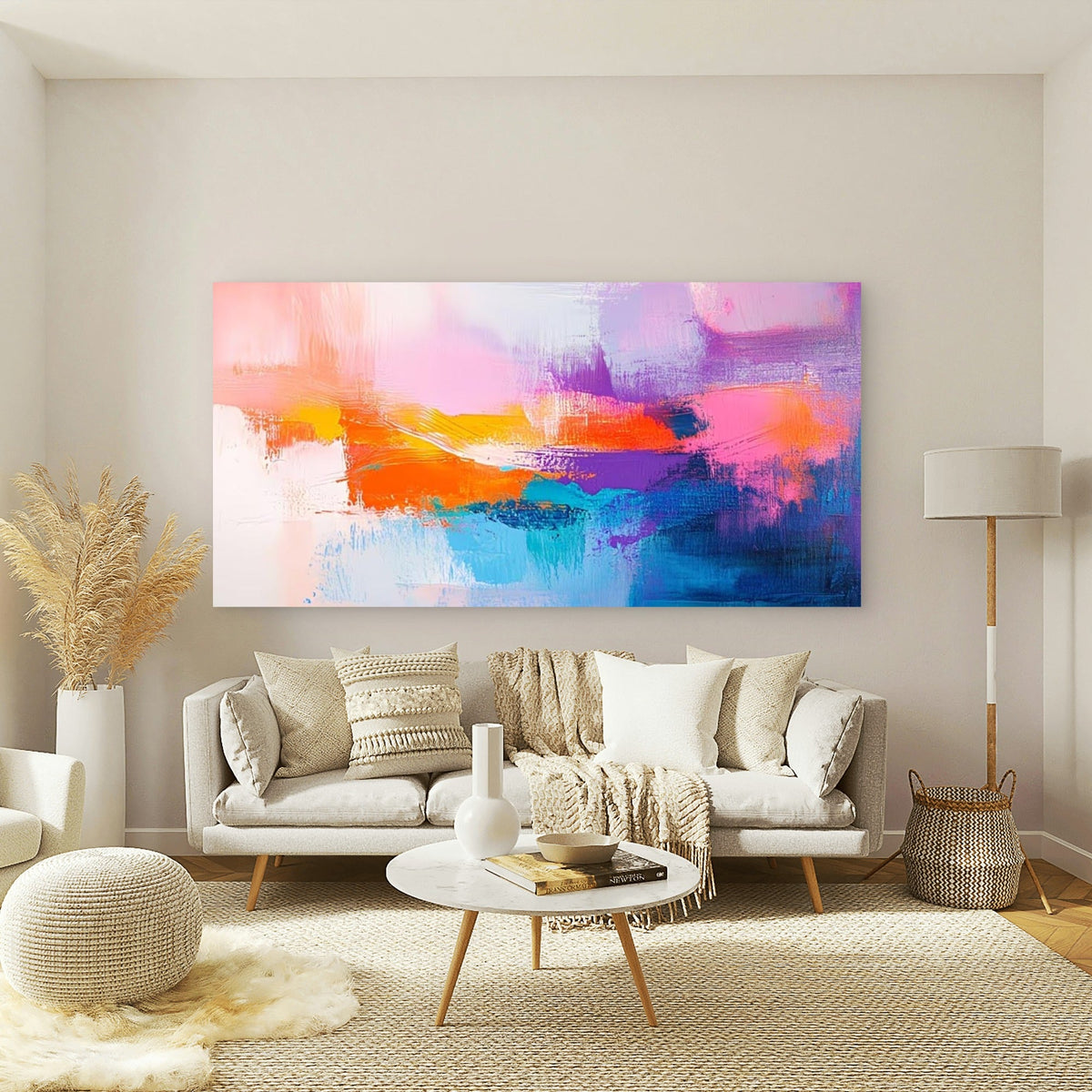 Abstract Colorful Modern Wall Art Canvas Office Home Room Framed 120x60cm