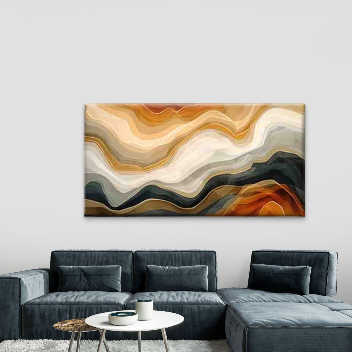 Abstract Wave Pattern Wall Art Canvas Office Home Room Framed 80x45cm