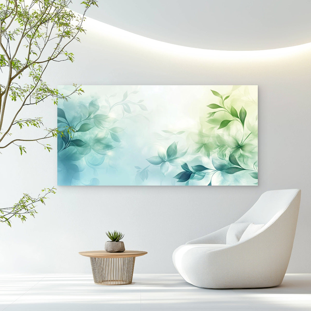 Abstract Botanical Painting Wall Art Canvas Office Home Room Framed 80x45cm