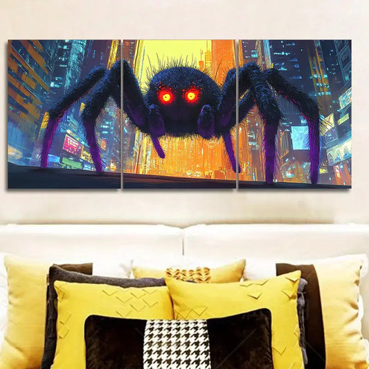 3pcs Vibrant Spider Monster Metal Print Ready to Hang Art
