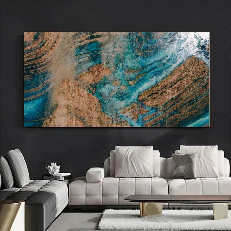 Abstract Mountain wall canvas office home room framed 120x60cm