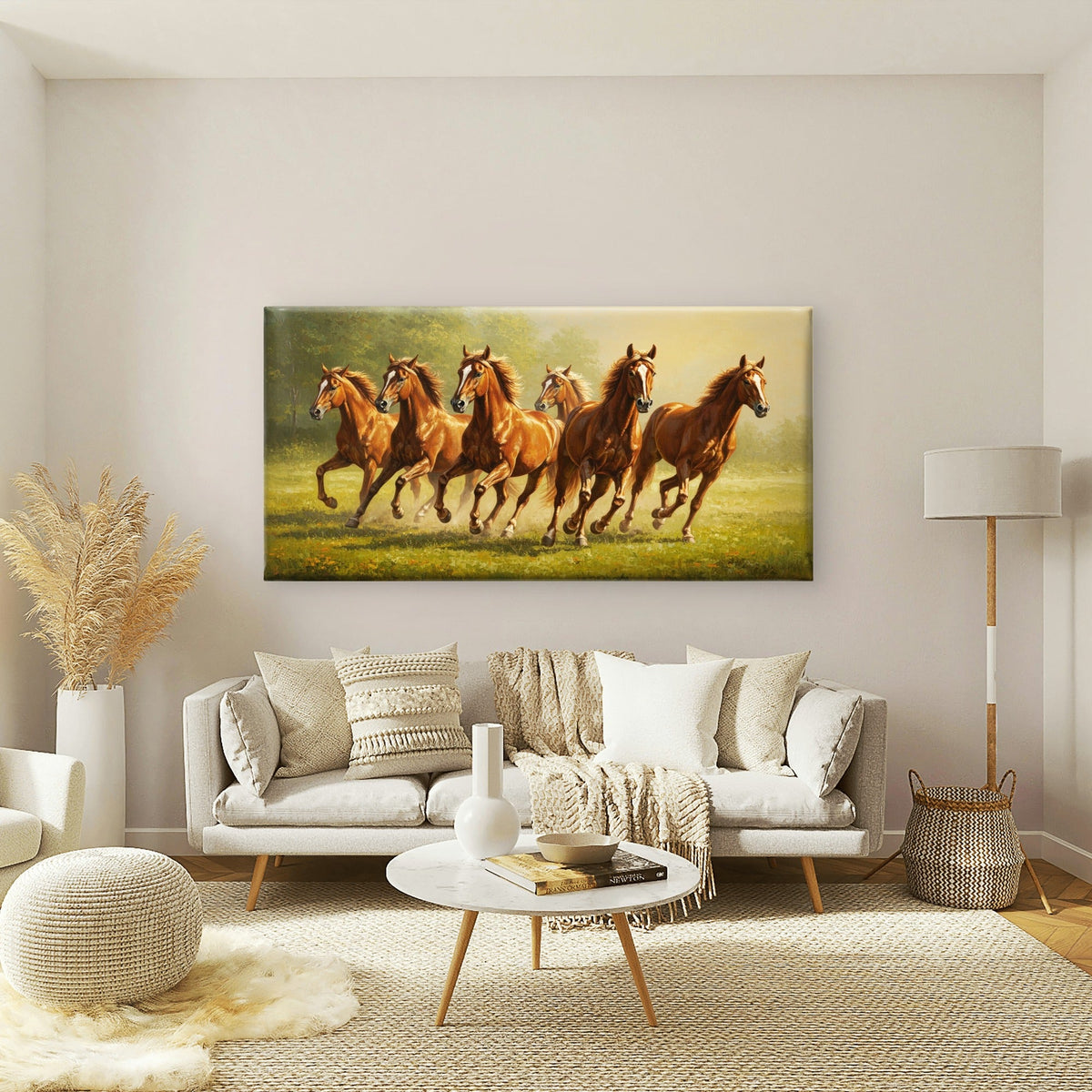 Wild Brown Stallions Running Wall Art Canvas Office Home Room Framed 120x60cm