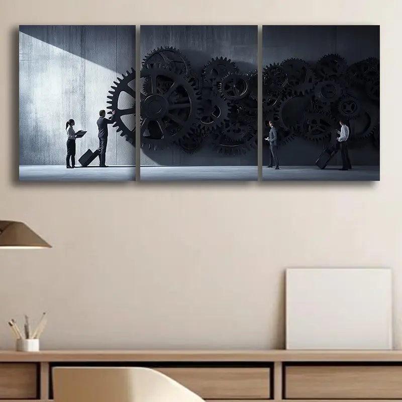 3pcs Luxurious Mechanical System Metal Print Ready to Hang Art