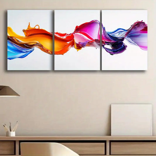 3pcs Colorful splashes of liquid paint Metal Print Ready to Hang Art