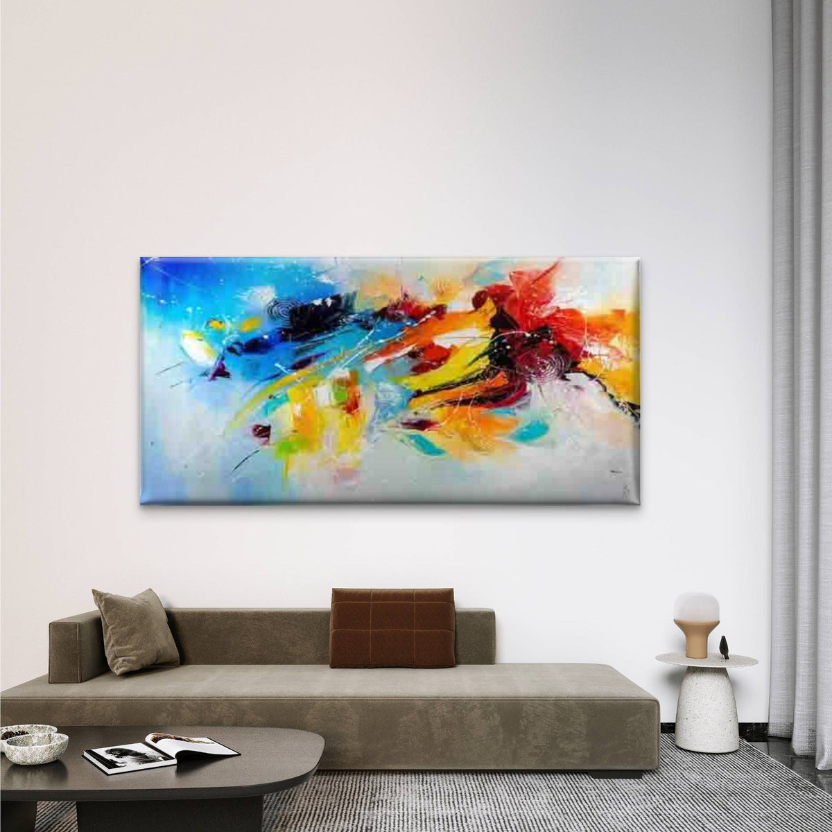 Vibrant Colorful Abstract Wall Art Canvas Office Home Room Framed 80x45cm