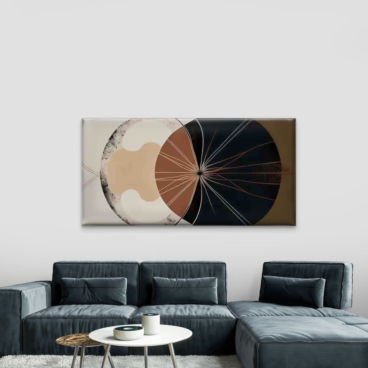 Abstract Geometric Radial Desig Wall Art Canvas Office Home Room Framed 120x60cm