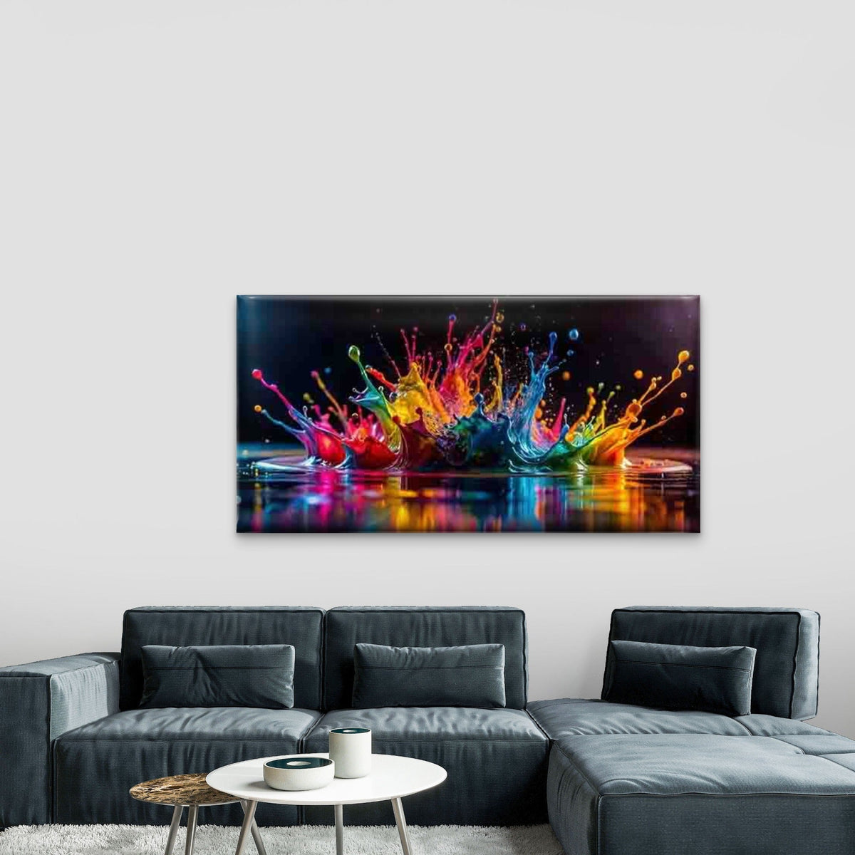 Abstract Design Paint Splash Wall Art Canvas Office Home Room Framed 80x45cm