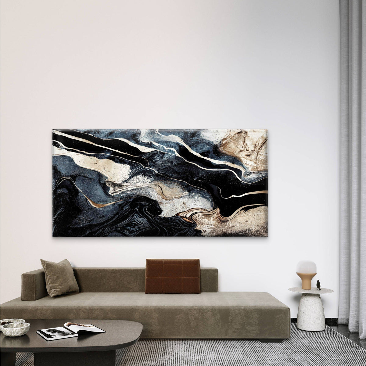Natural Luxury Marbling Pattern Wall Art Canvas Office Home Room Framed 80x45cm