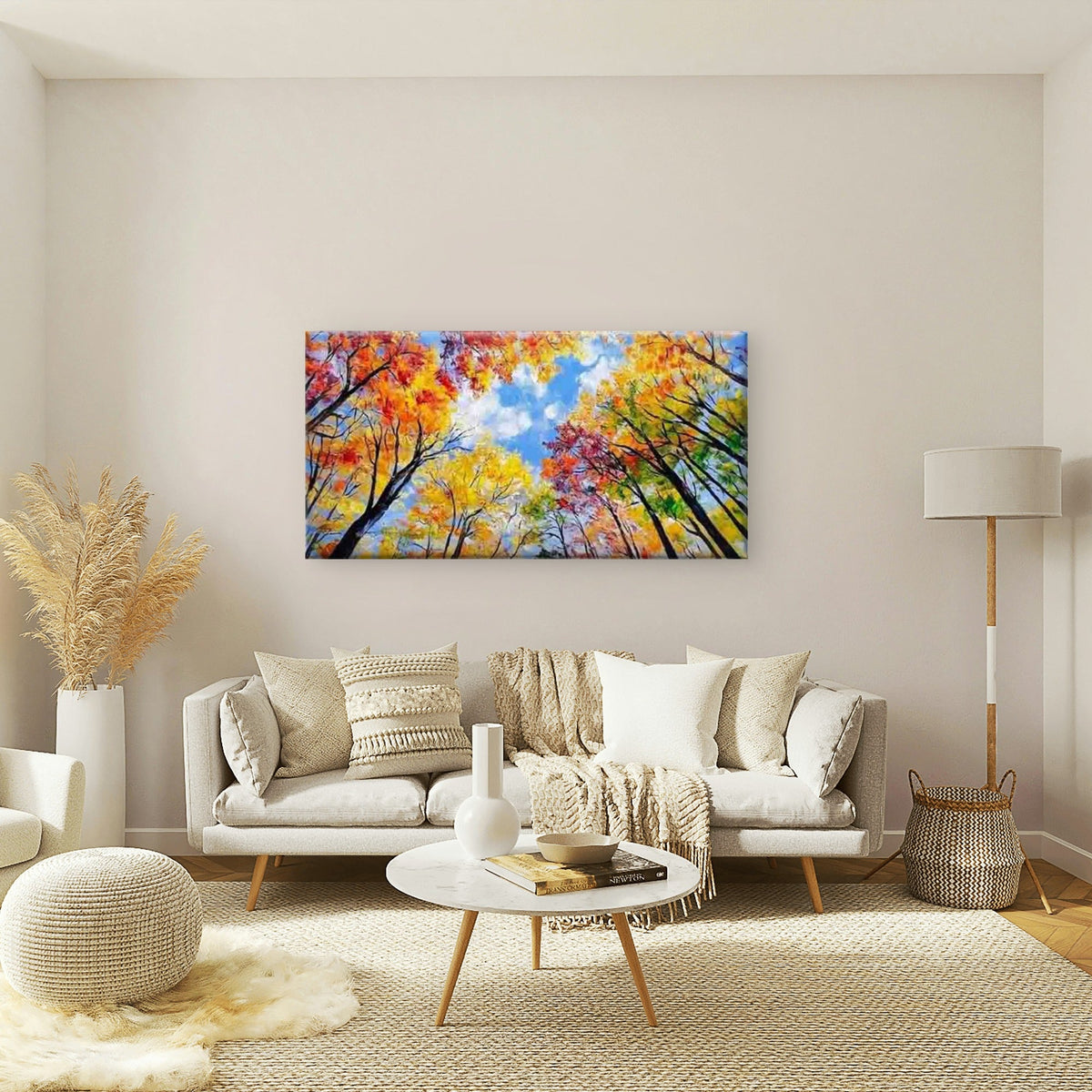 Abstract with Vibrant Autumn Wall Art Canvas Office Home Room Framed 120x60cm