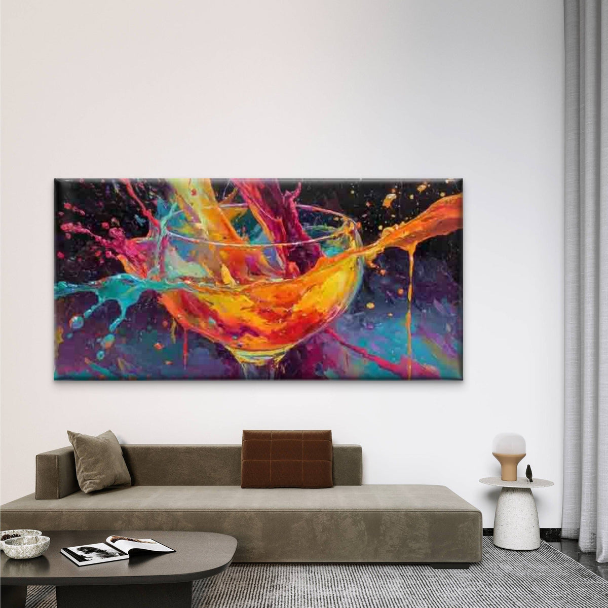 Abstract Multicolor Splash Wall Art Canvas Office Home Room Framed 80x45cm