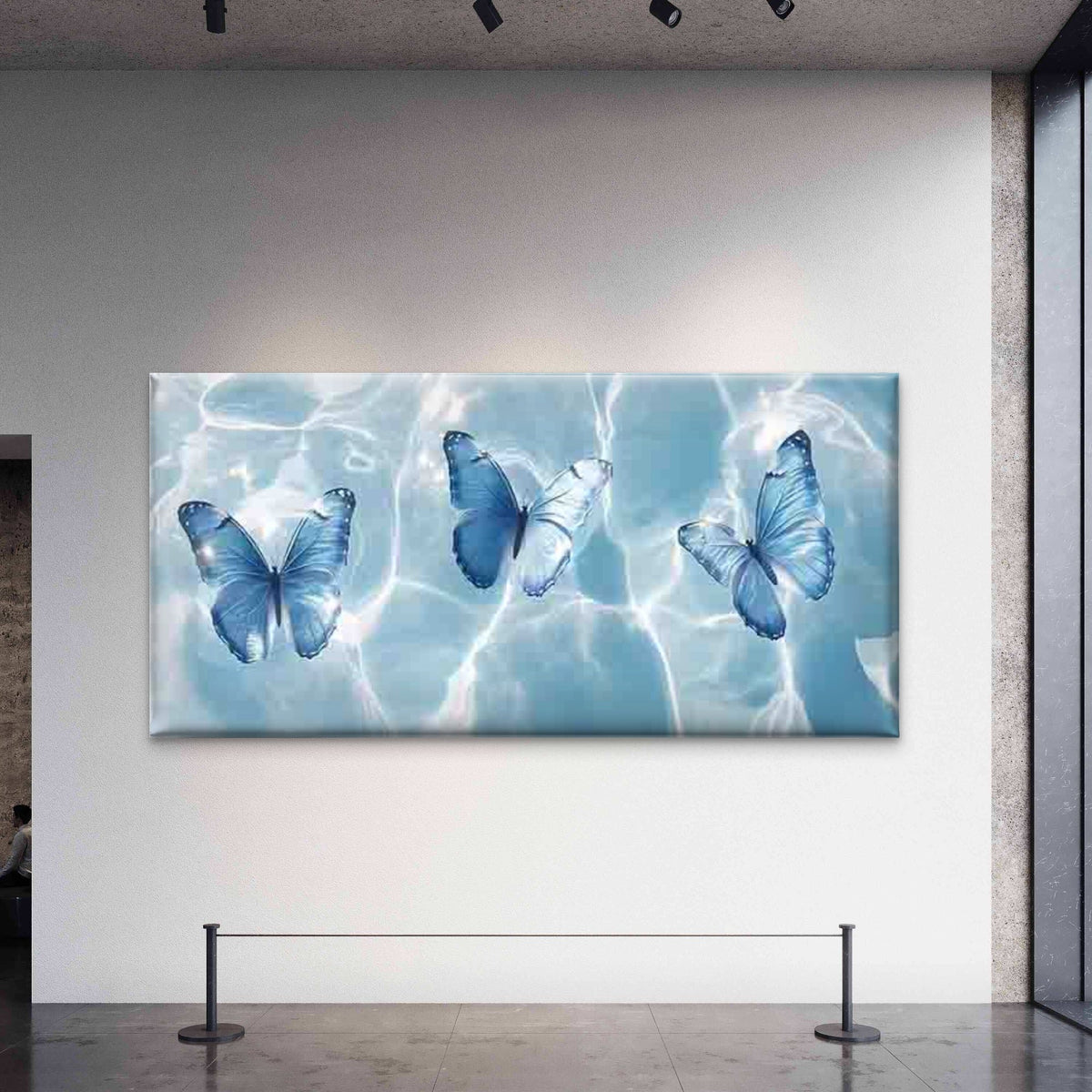 Classic Blue Butterfly Wall Art Canvas Office Home Room Framed 80x45cm