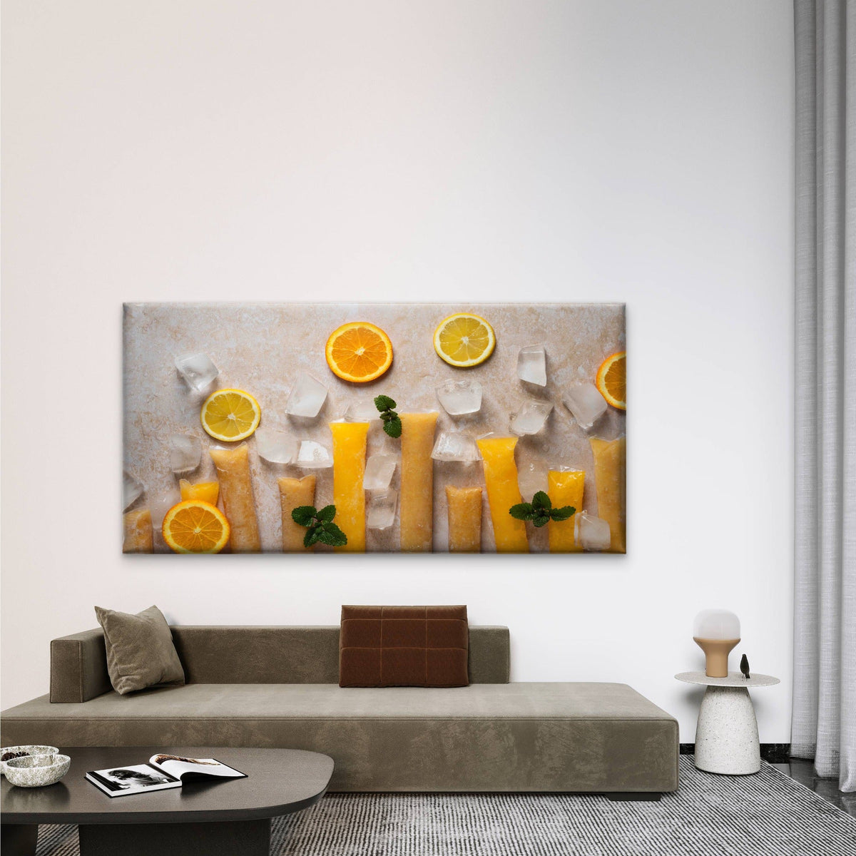 Refreshing Orange Ice Pops Wall Art Canvas Office Home Room Framed 80x45cm