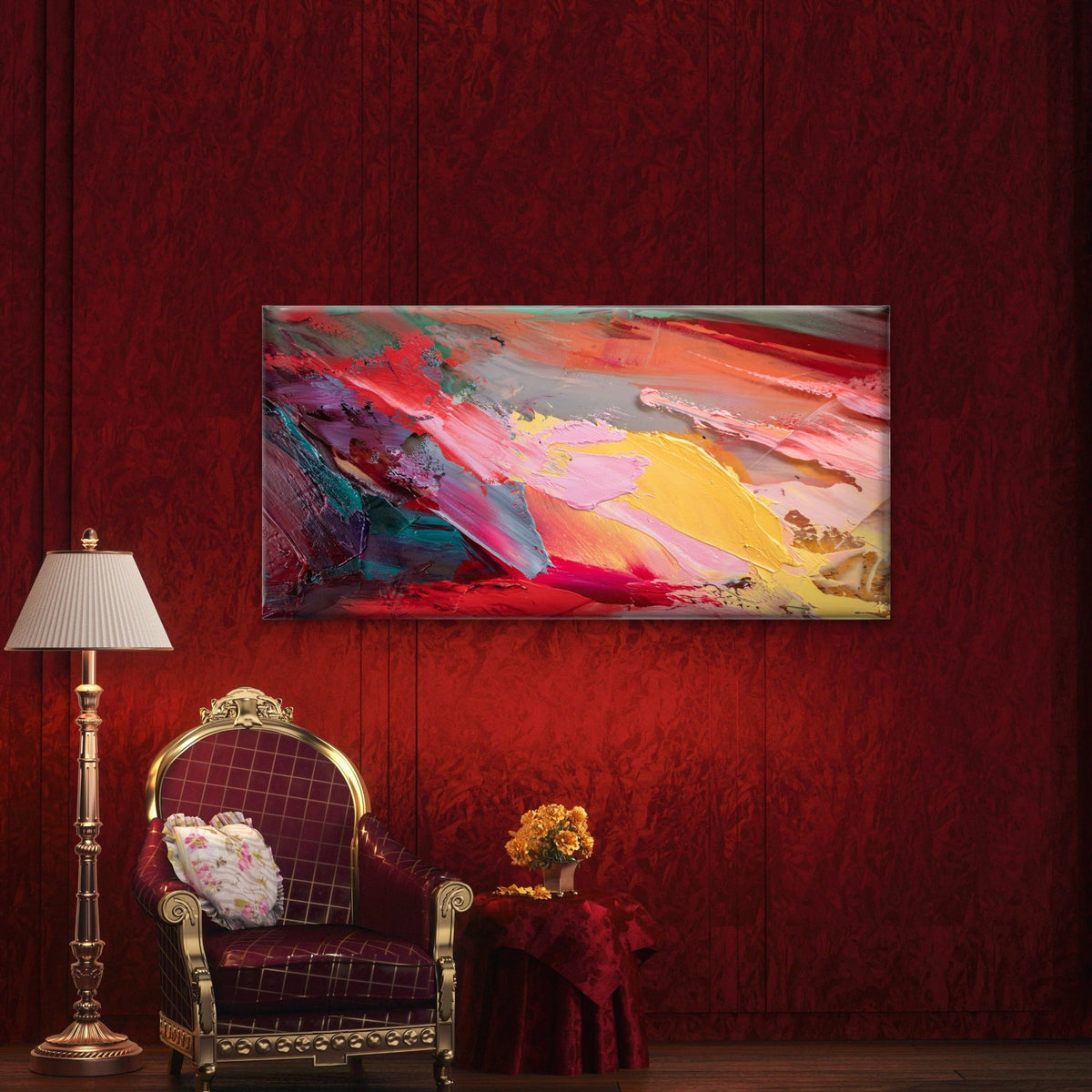 Abstract Thick Paint Palette Wall Art Canvas Office Home Room Framed 120x60cm